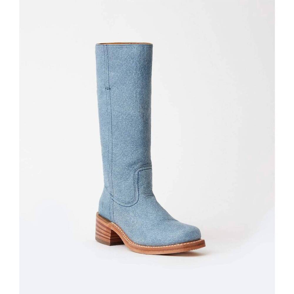 NEW FRYE women's campus heeled boots in sky blue - Picture 3 of 7